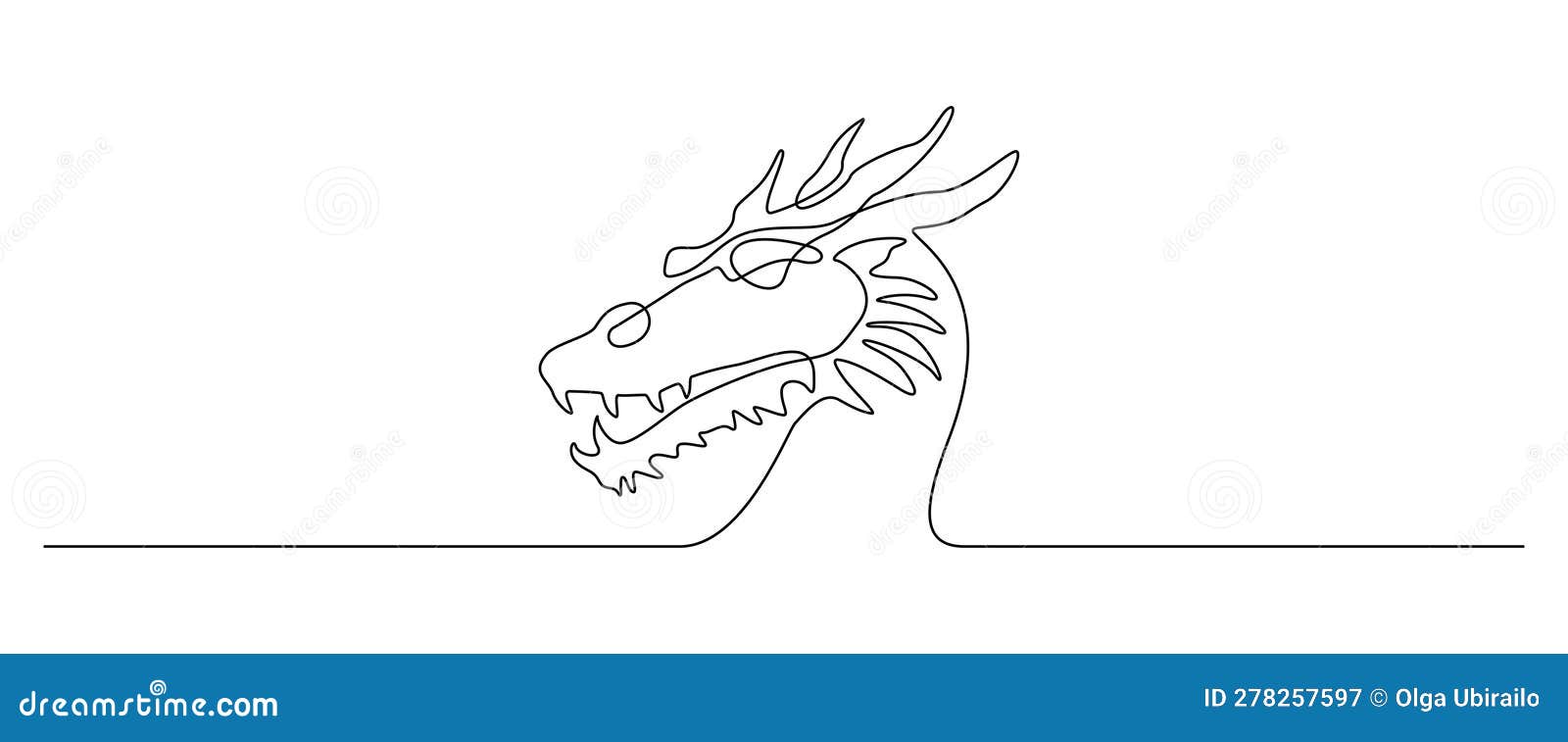 Dragon Head In One Continuous Line Drawing. Magical Fictional Creature For  Chinese Traditional Symbol In Simple Linear Stock Vector - Illustration Of  Animal, Character: 278257597