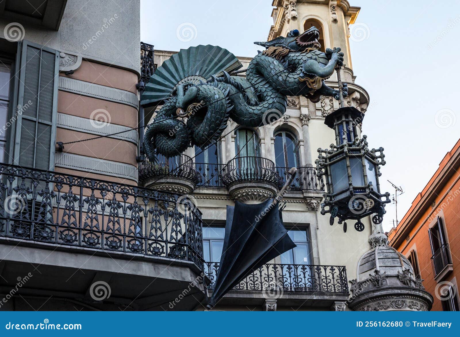 dragon on the house in barcelona, spain.