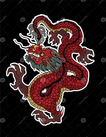 Dragon Isolate Vector,Chinese Dragon Tattoo.Traditional Japanese Dragon ...