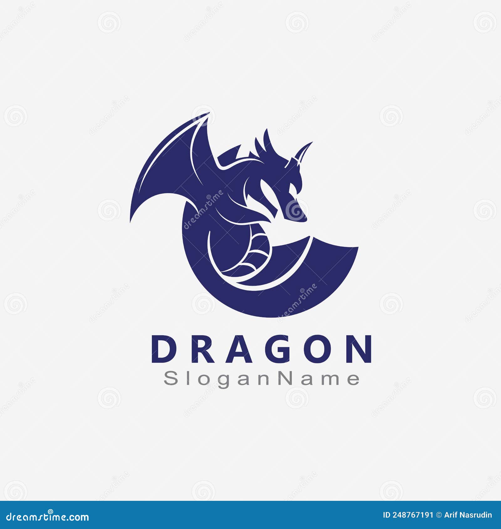 Dragon Logo Design Minimalist Unique Vector Template Stock Illustration