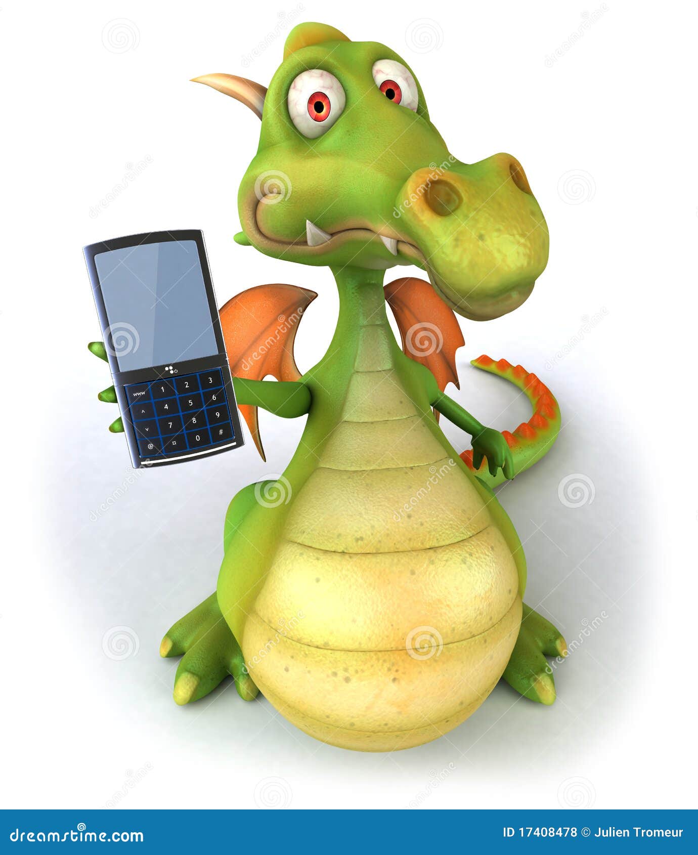 Dragon and mobile phone stock illustration. Illustration of animal