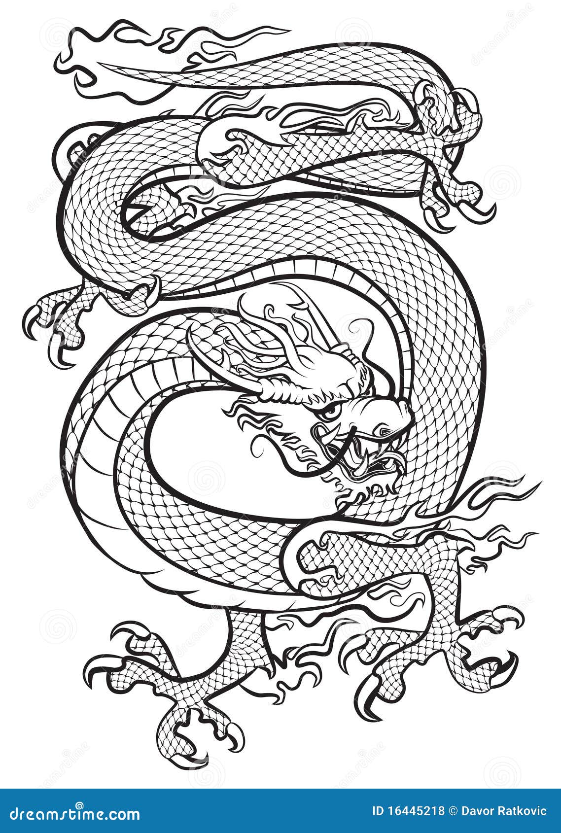Dragon noir et blanc illustration de vecteur. Illustration du