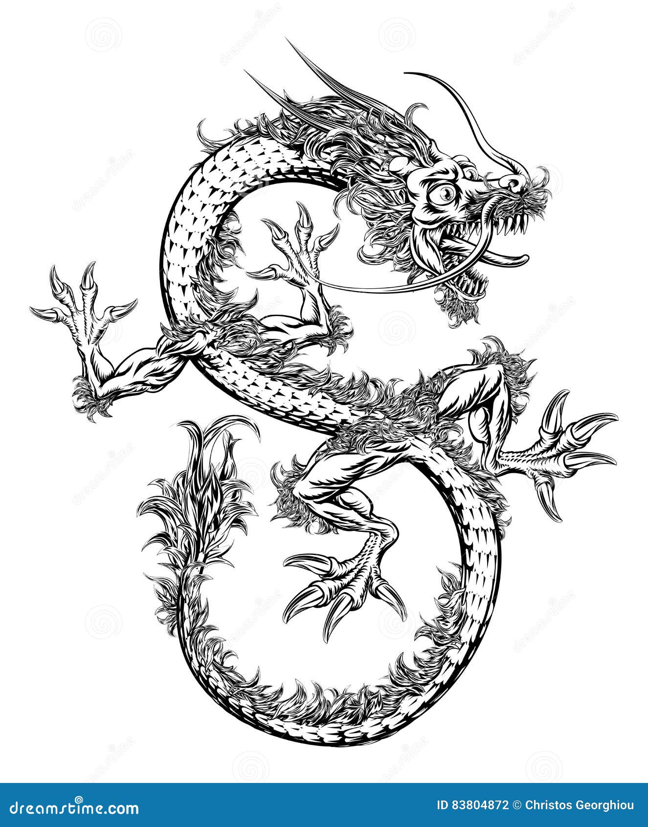 Dragon Oriental Chinois Ou Japonais Illustration de Vecteur Illustration du mythologique
