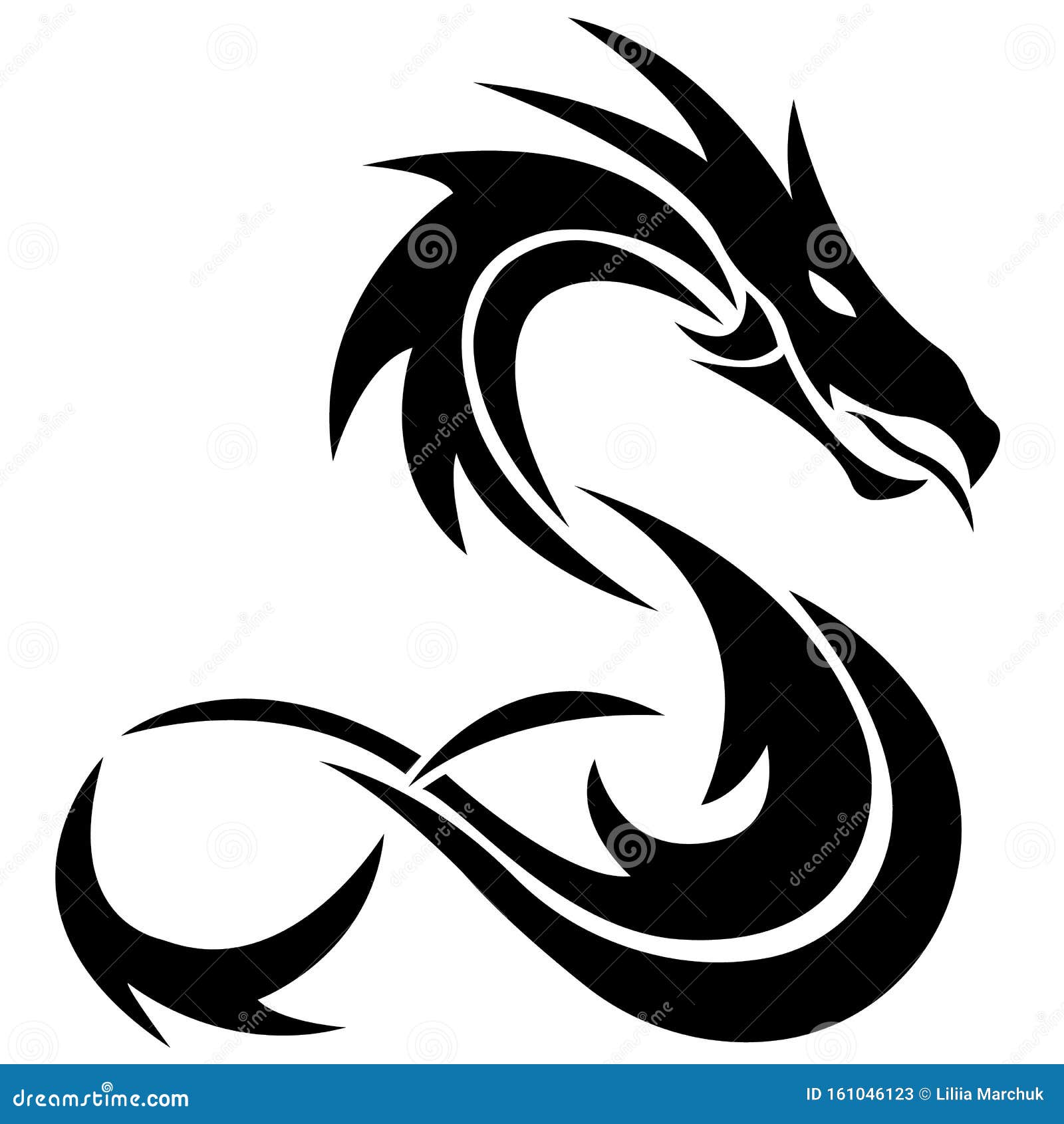 The Dragon`s Silhouette is Painted Black with a Variety of Lines. Dragon  Animal Logo Stock Illustration - Illustration of dragon, legend: 161046123