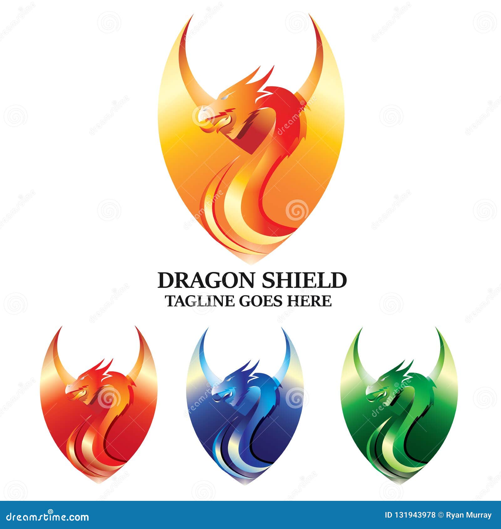 Dragon Shield Logo Vector Concept Design Stock Vector