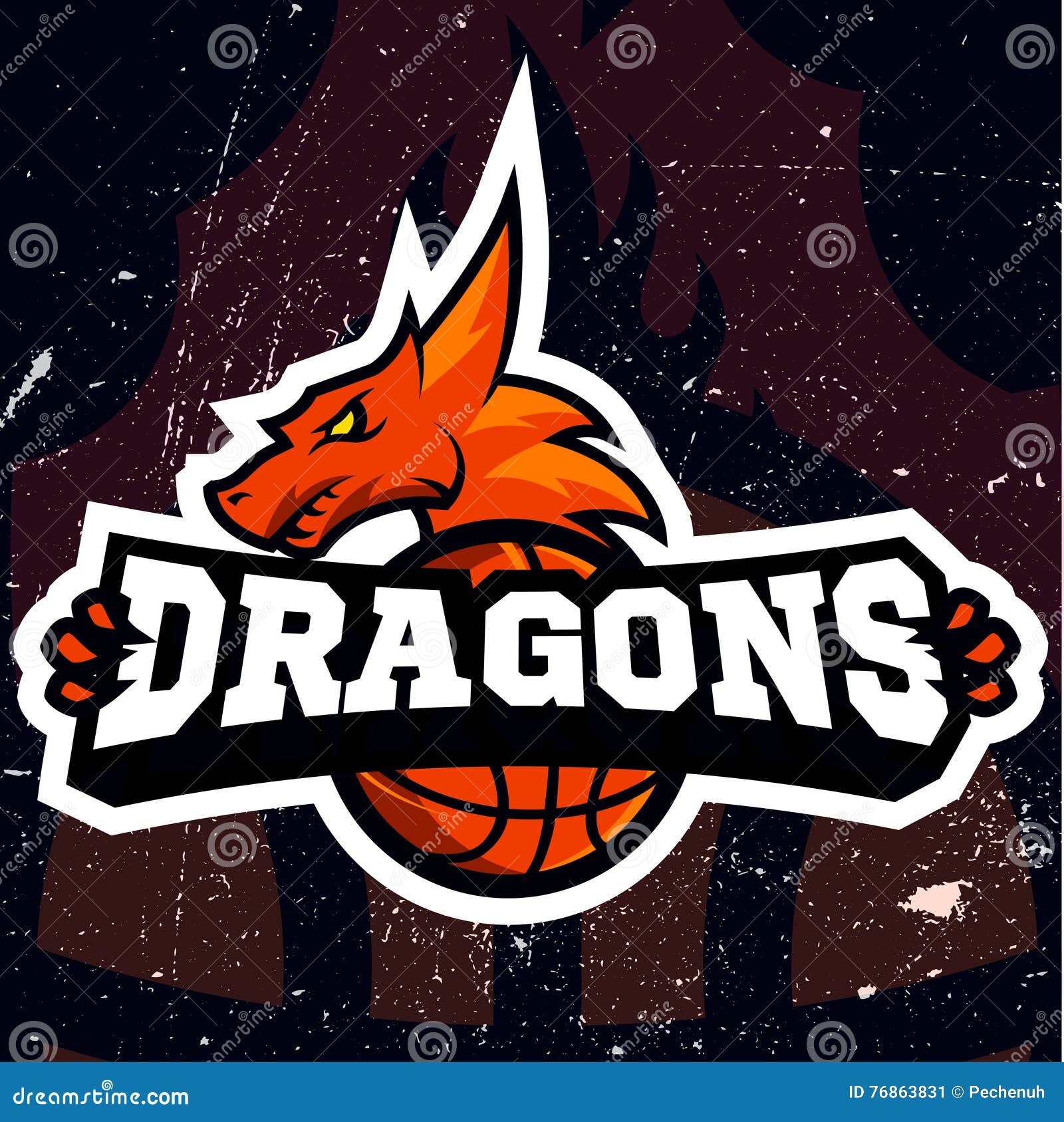 dragon sport logo basketball 