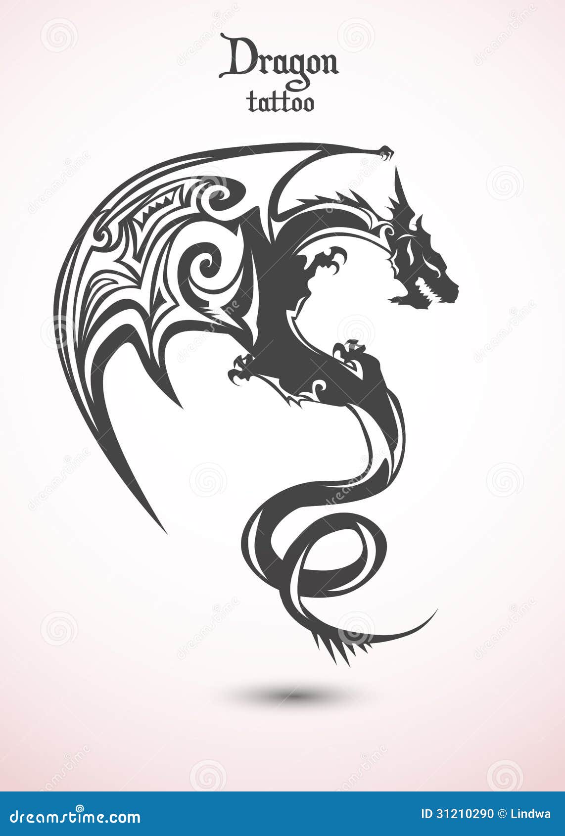 Tribal dragon tattoo design Royalty Free Vector Image