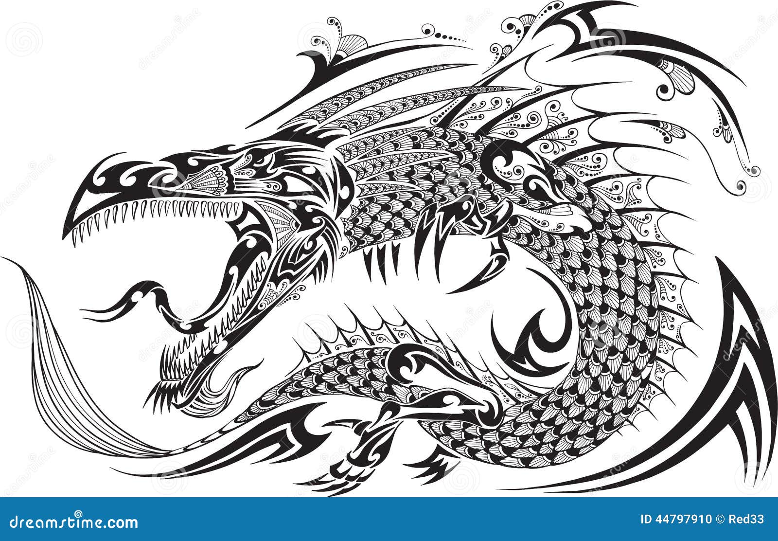 Vector dragon tribal tattoo Tattoo Tribal