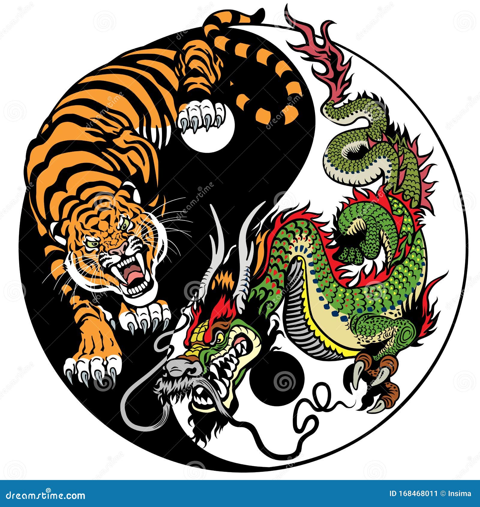 ALAZA Chinese Yin and Yang Tiger Dragon Area Rug for Living Room Bedroom 6'x4' 