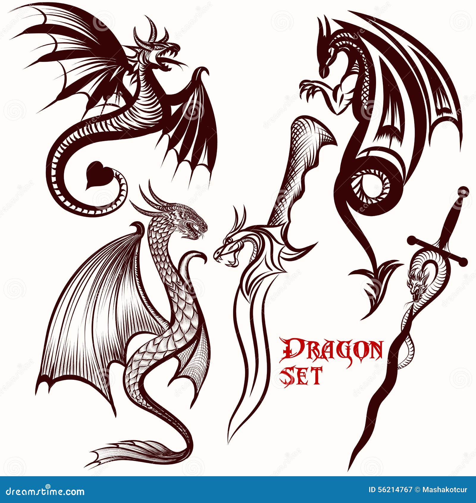 Dragon tattoo vector stock vector Illustration of sign  98408181