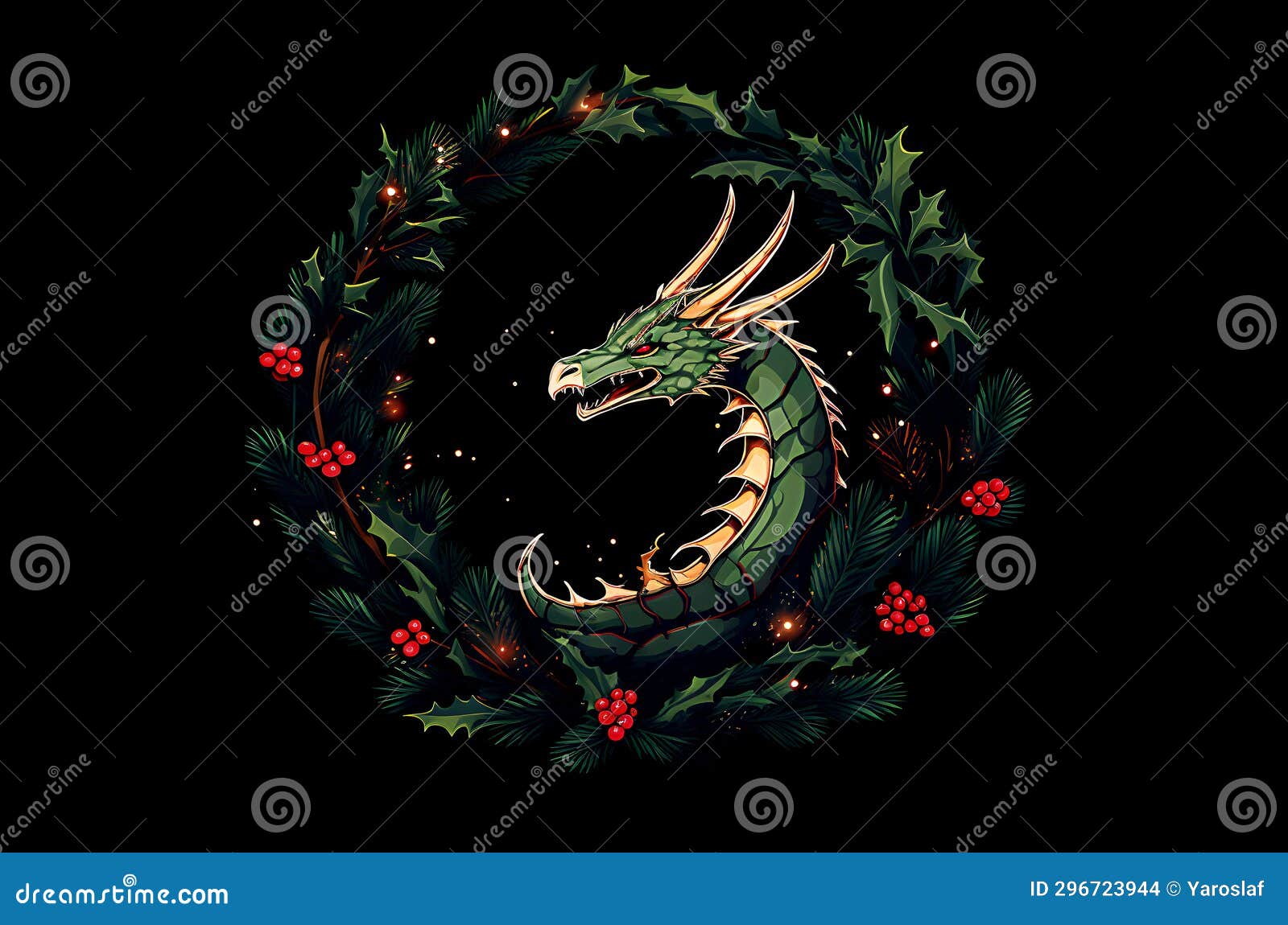 Dragon Vert Portant Rouge Nouvelle Année Chapeau Symbole De