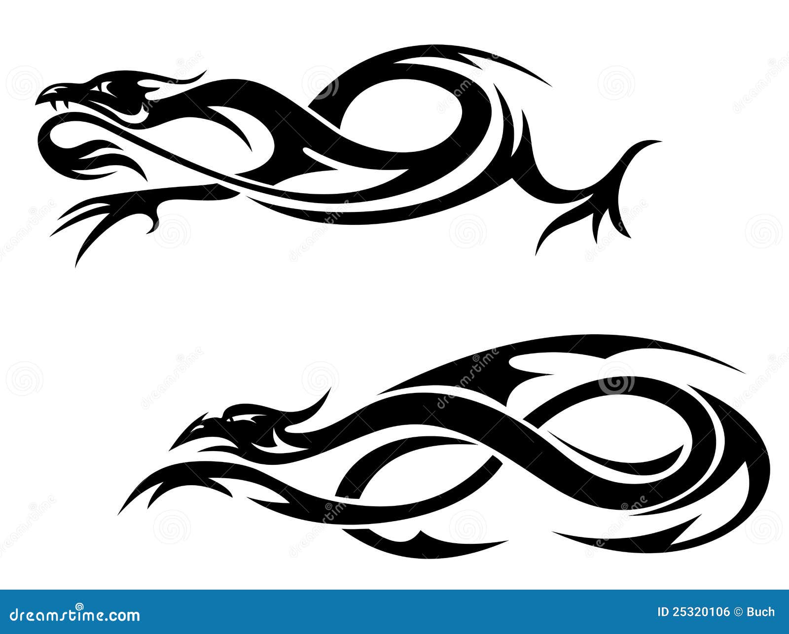Dragones tribales ilustración del vector. Ilustración de elemento - 25320106