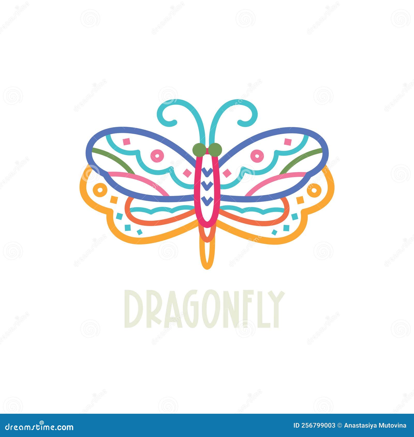 Dragonfly Colourful Lines Logo Design Stock Vector Illustration of