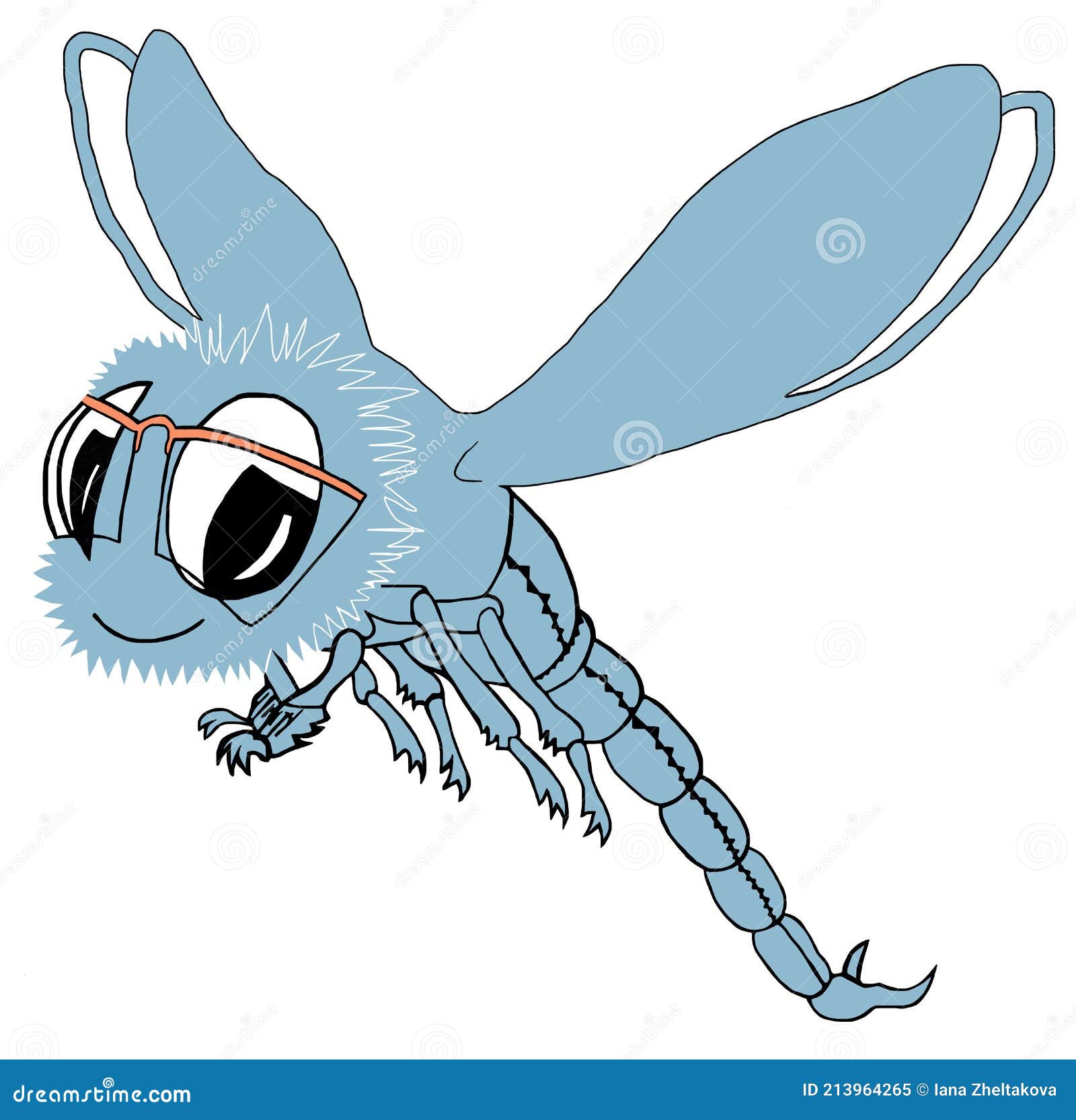 Dragonfly, Light Blue Dragonfly, Cartoon Insect with Orange Glasses, Funny  Insect with Wings. Stock Illustration - Illustration of insect, bubbles:  213964265