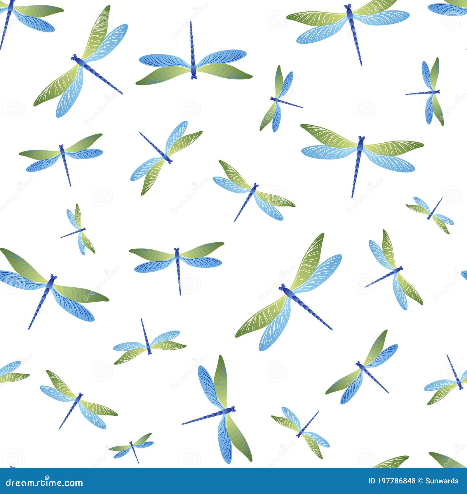 dragonfly minimal seamless pattern. repeating clothes fabric print with darning-needle insects.
