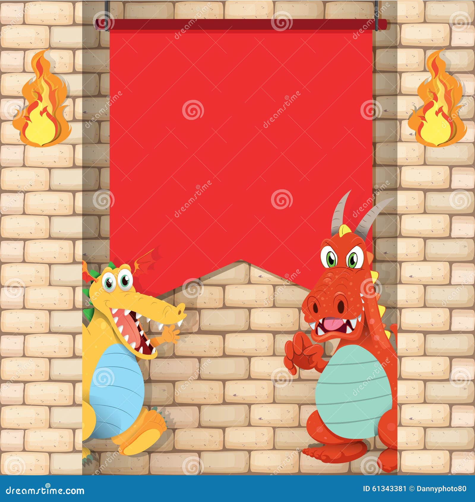 Dragons by the red banner stock vector. Illustration of board 61343381