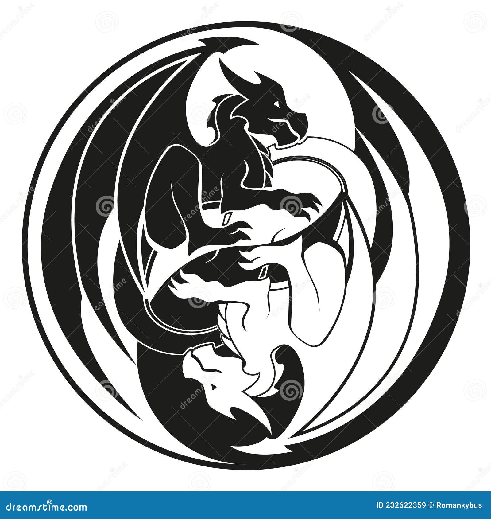 Dragons In Yin And Yang Circle Dragon Symbol Black And White | Hot Sex ...