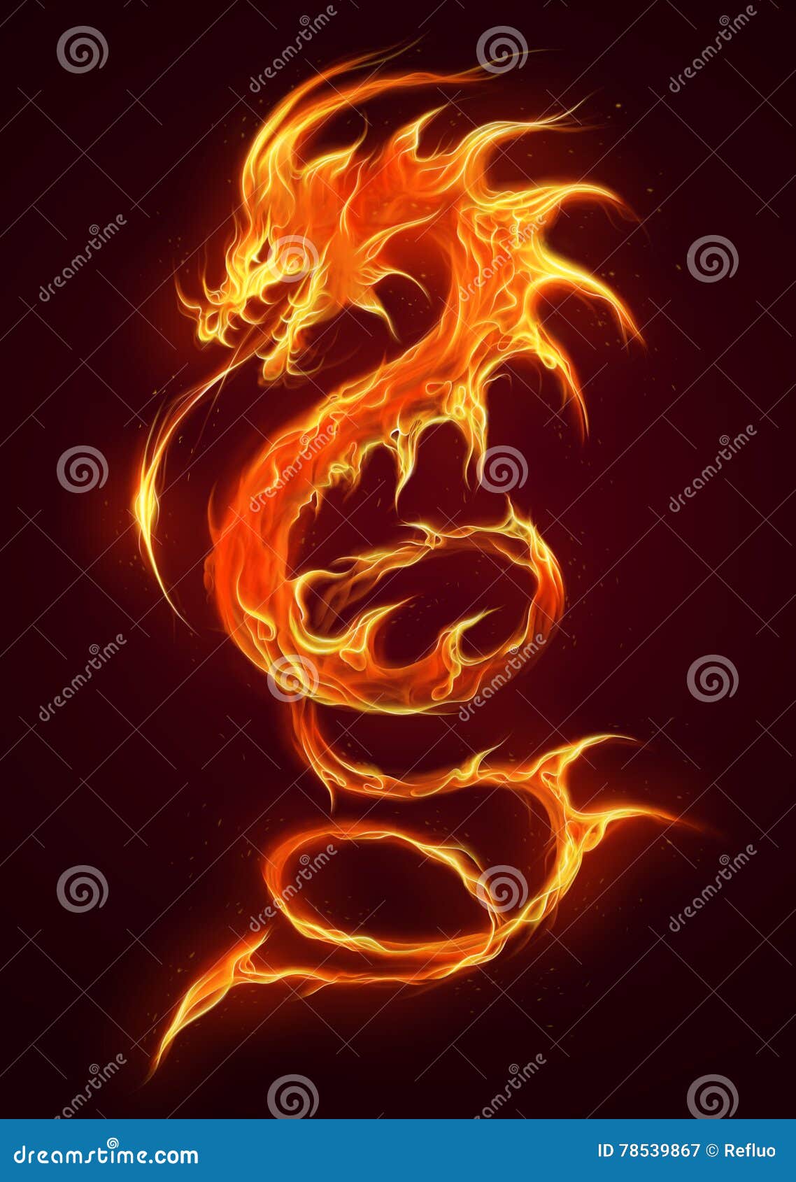 Dragón del fuego stock de ilustración. Ilustración de ardientemente