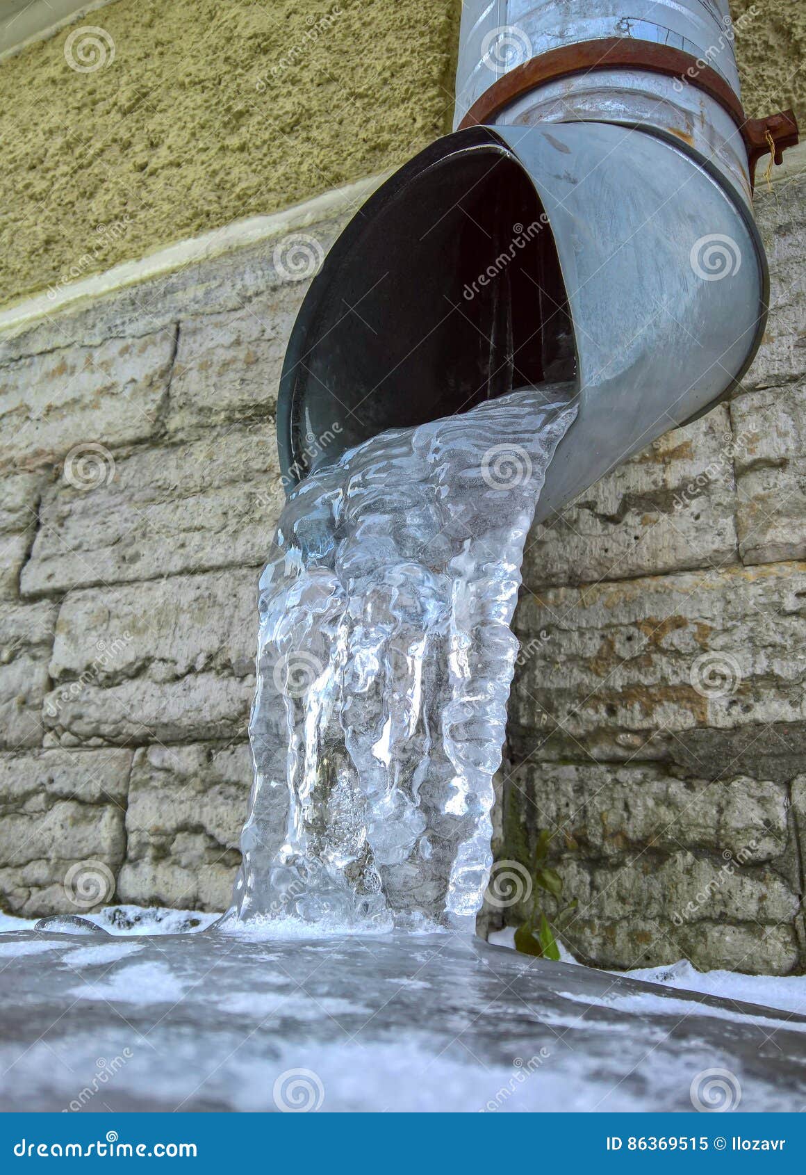 Drain Pipe with Frozen Water Stock Image Image of frozen, outdoors
