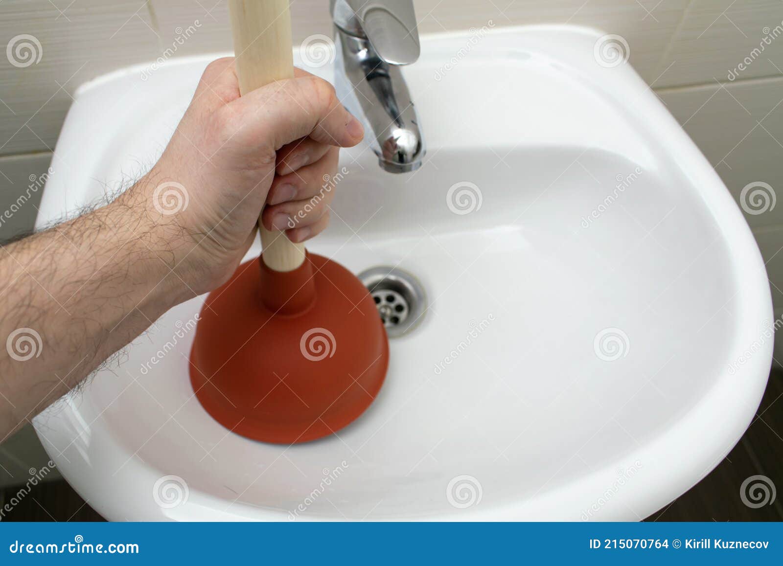 Drain Problems, Blockage Plumbing Sink Unclog Plunger Force Cup Male Man  Hand Stock Photo - Image of hand, house: 215070764