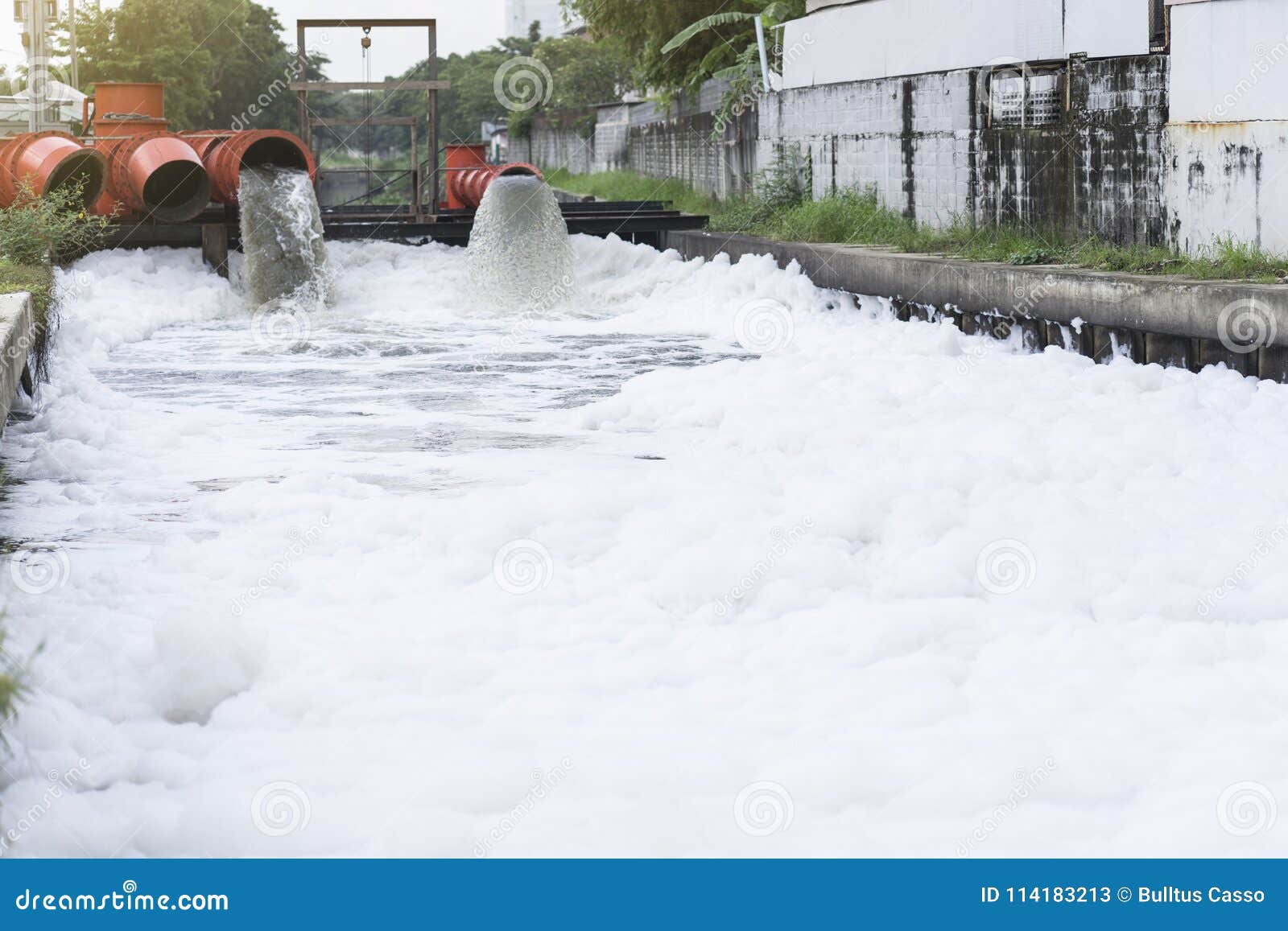 Drainage Pipe with Water Flowing into the River Stock Image - Image of ...