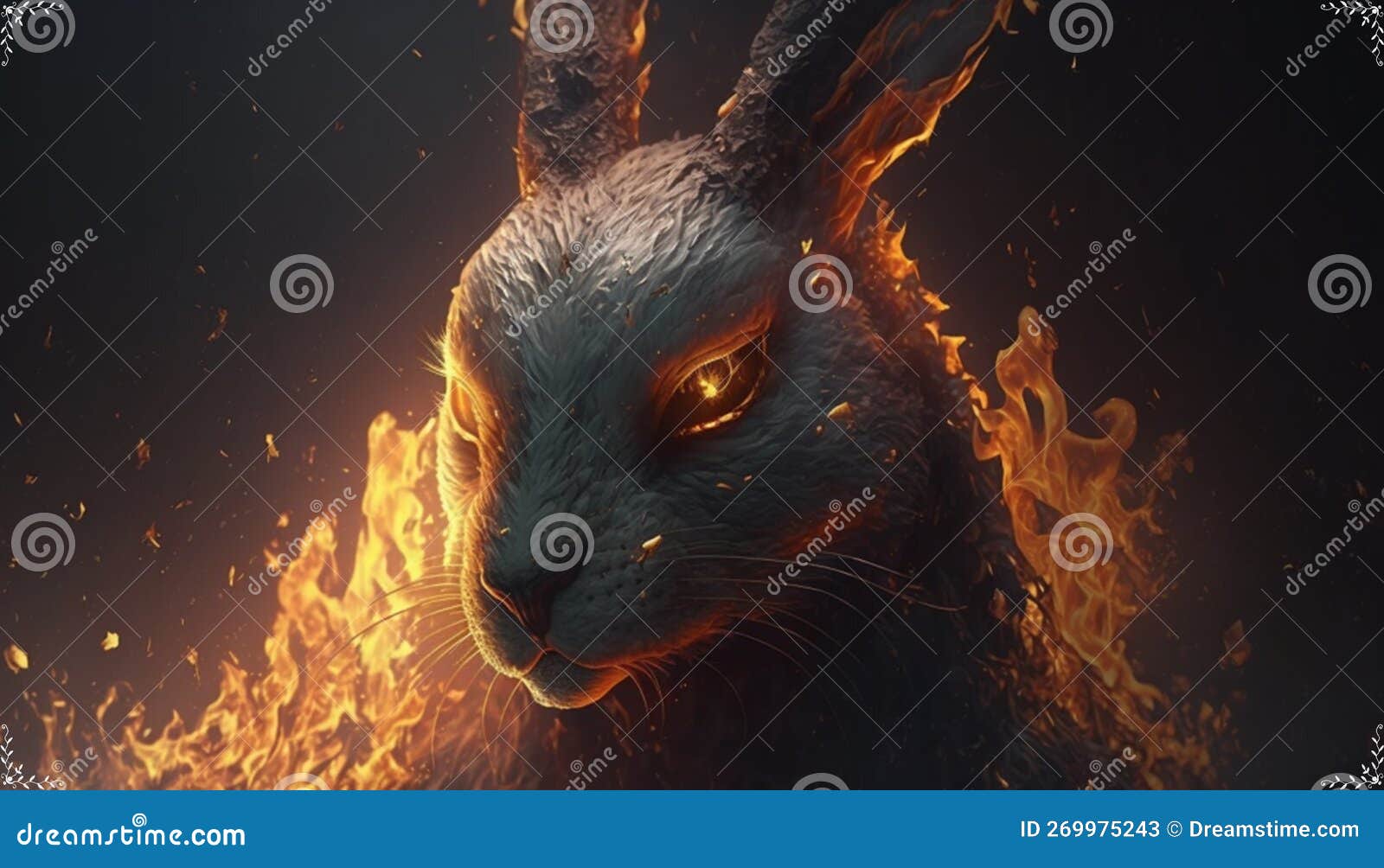 Rabbit fire art stock illustration. Illustration of action 269975243(02)