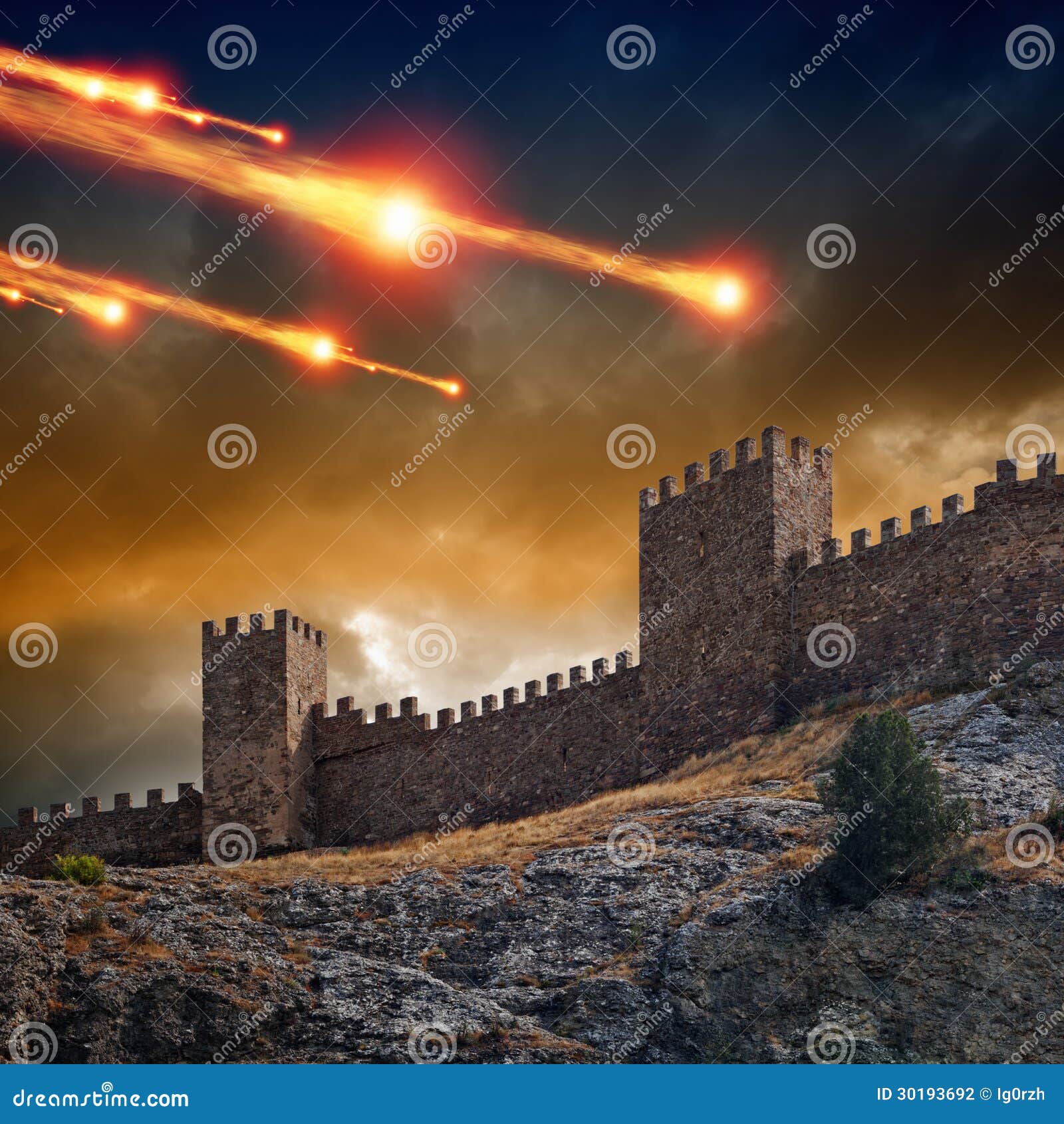 old fortress, tower under attack