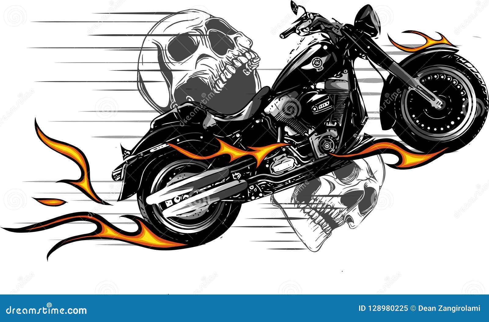 Dramatic Burning Motorcycle Engulfed in Fierce Fiery Orange Flames and