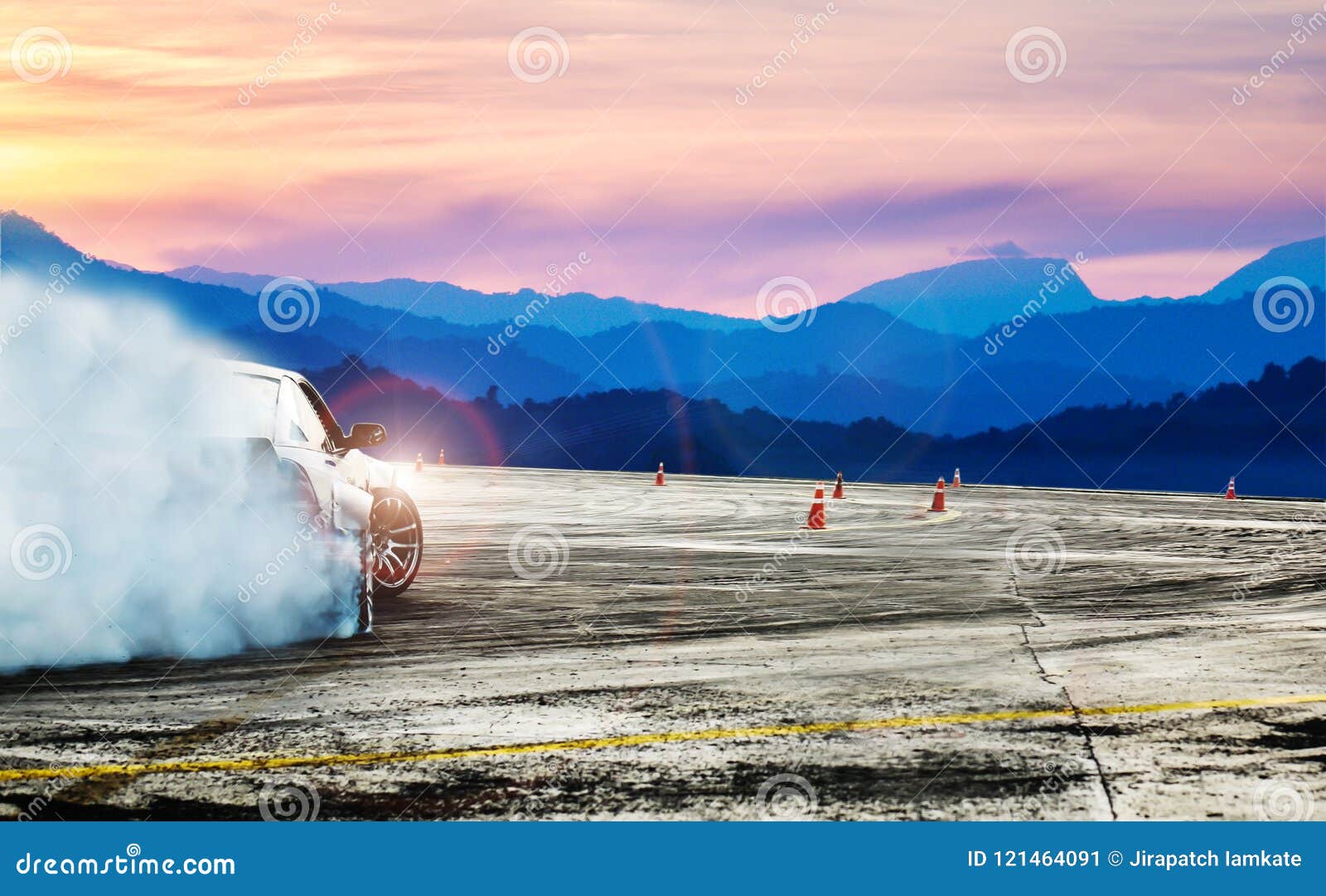 Car drifting image diffusion race drift car with lots of smoke