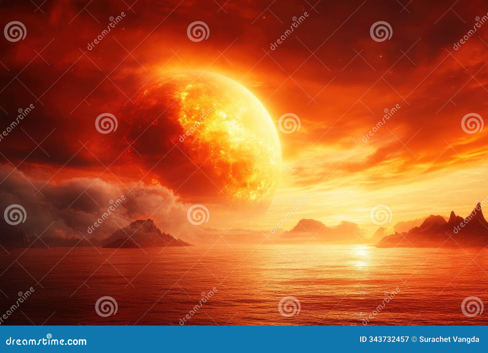 dramatic cgi scene of archean era landscape