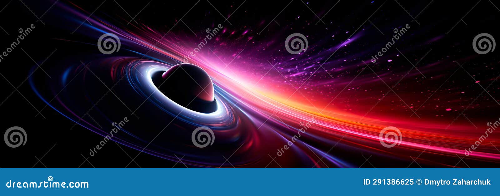 dramatic distortion of light as it bends around a black hole, creating the mesmerizing effect of gravitational lensing.