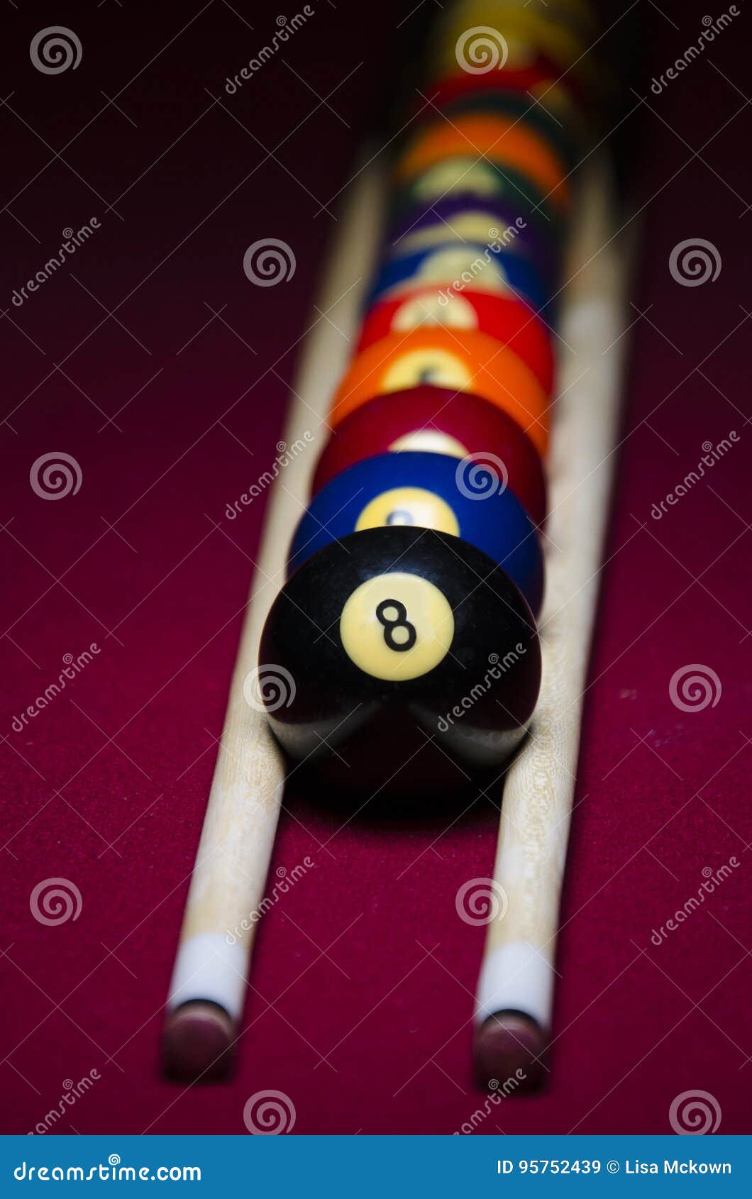 Dramatic Lit Pool Billiard Line Up Stock Image