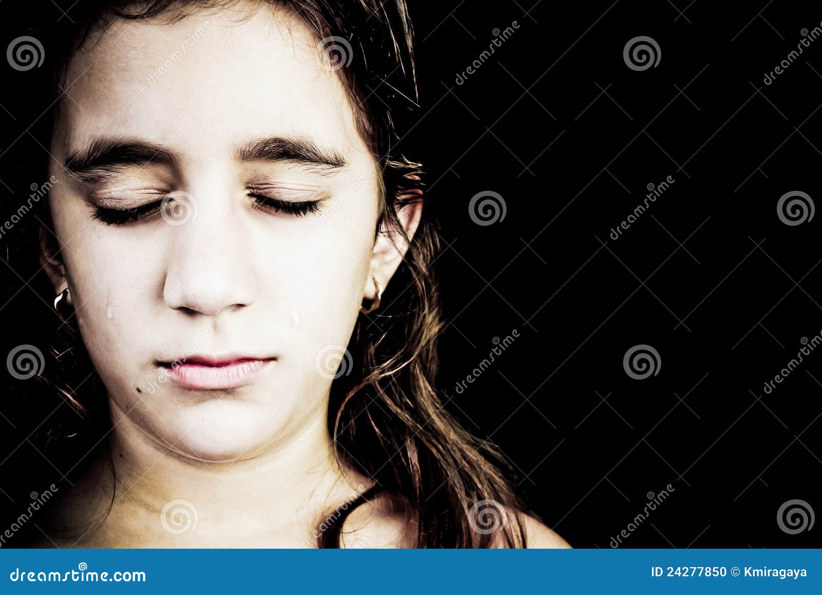 Dramatic Portrait of a Very Sad Girl Crying Stock Photo - Image of ...