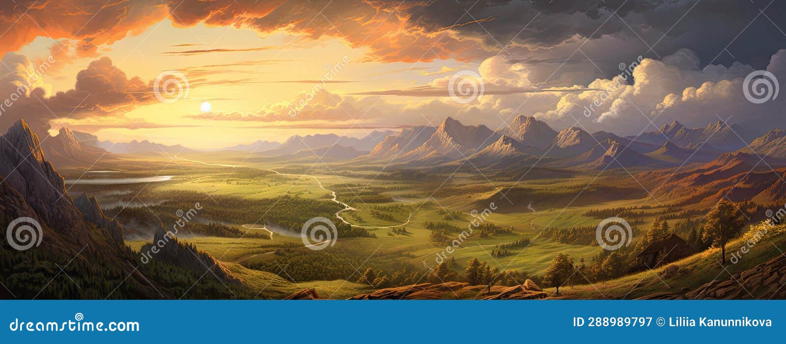 The Dramatic Sky Above the Distant Valley Adds a Touch of Mystique