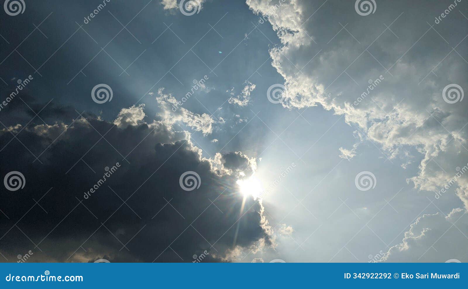 A Dramatic Sky with a Mix of Dark Gray and Light Blue Clouds. the Sun