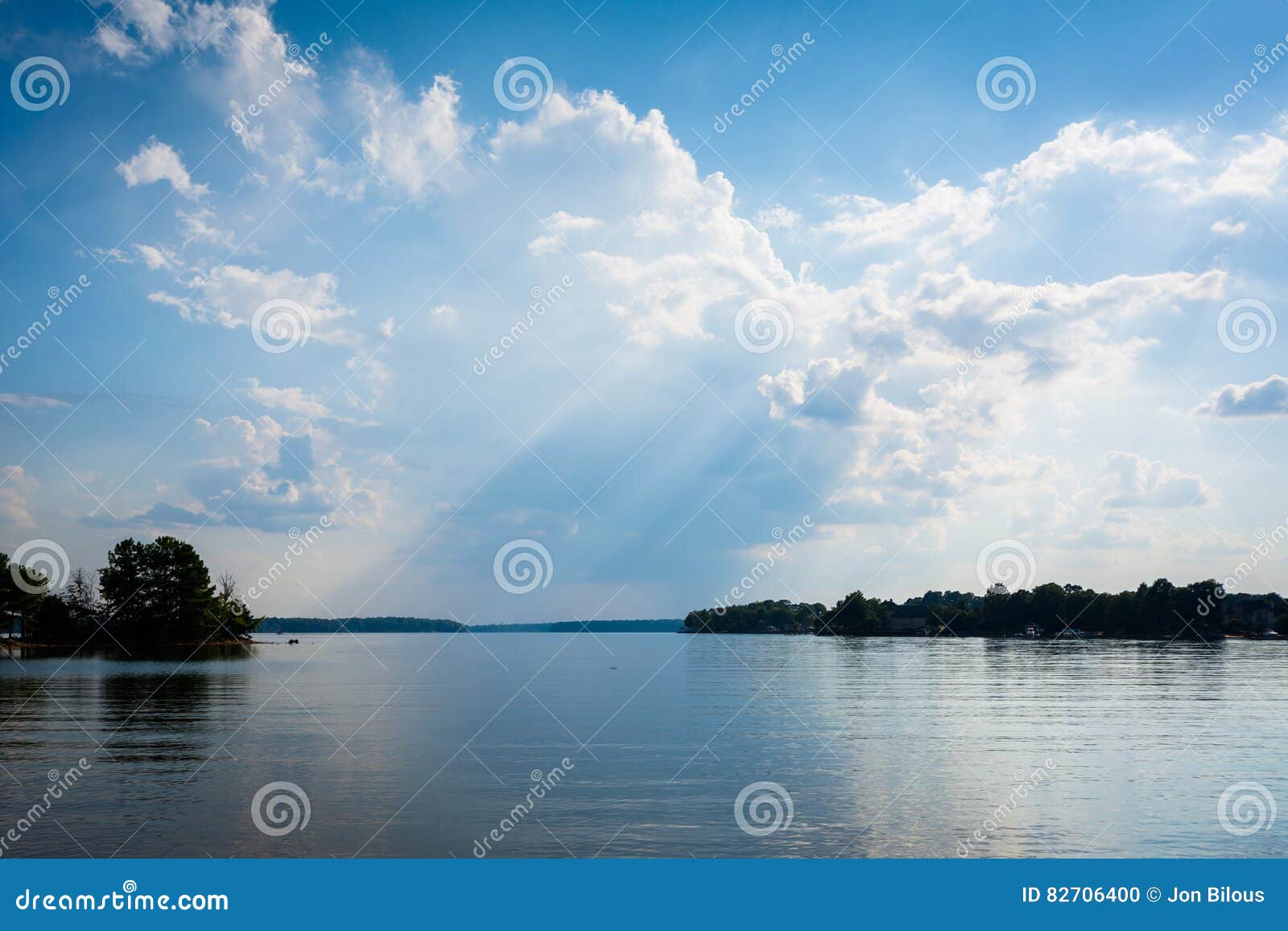 dramatic sky over lake norman at jetton park, in cornelius, north carolina.