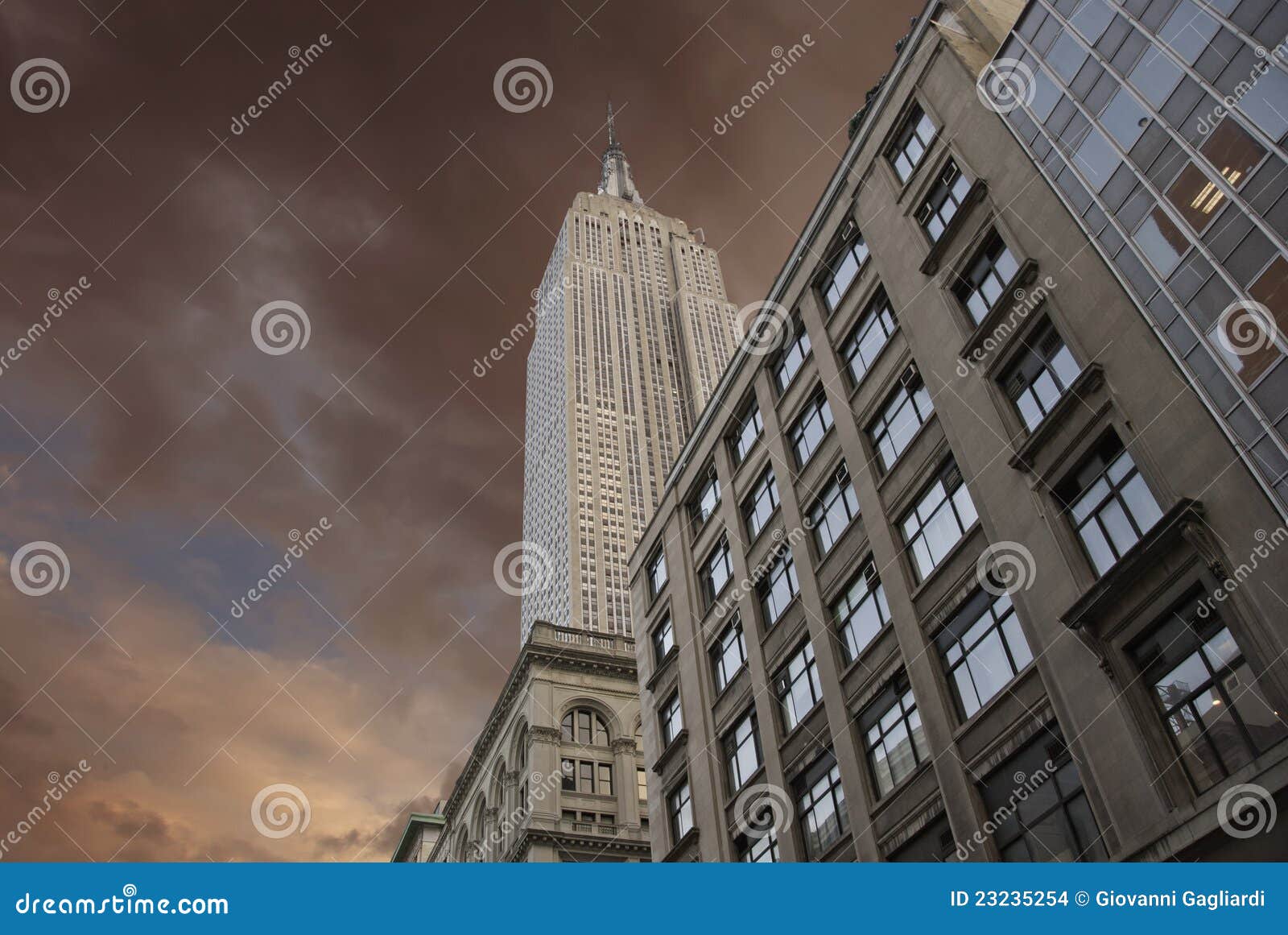 Dramatic Sky Over New York City Skyscrapers Stock Photo Image of