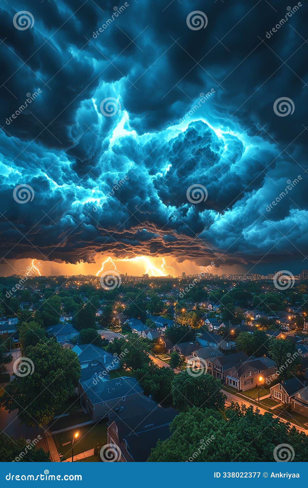 a dramatic storm rages over with lightning illuminating the dark clouds - ai generated