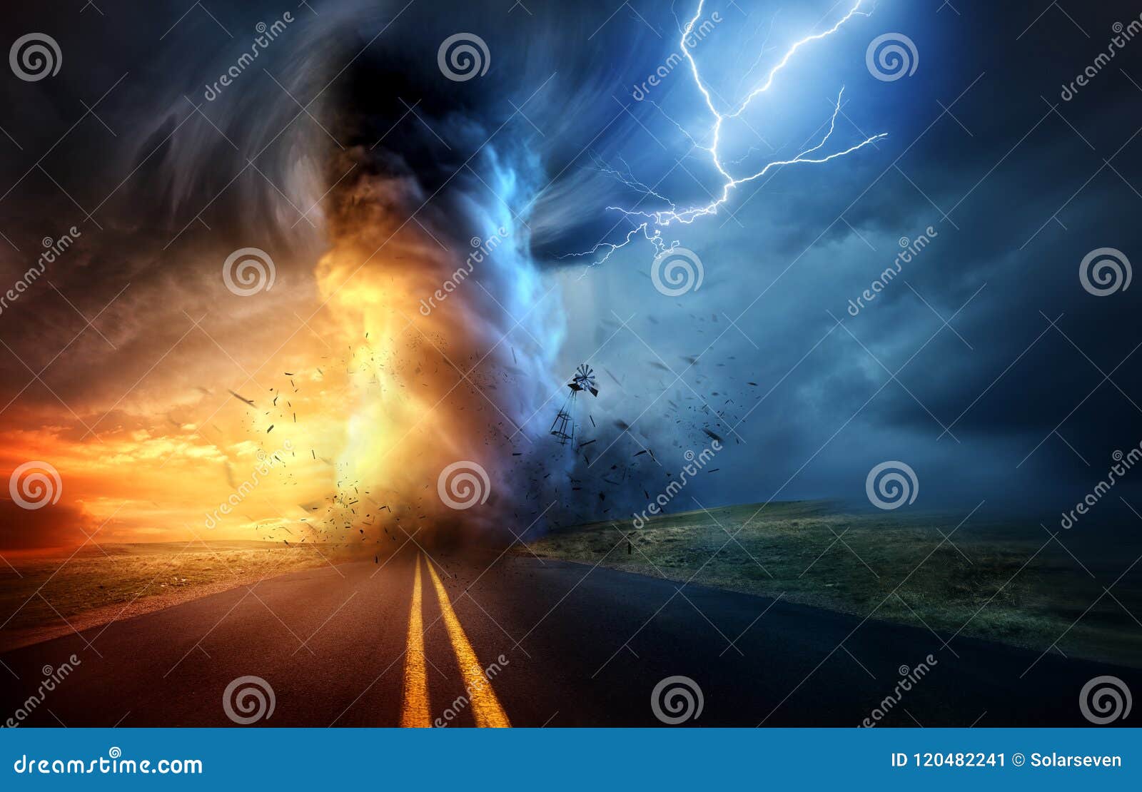 dramatic storm and tornado