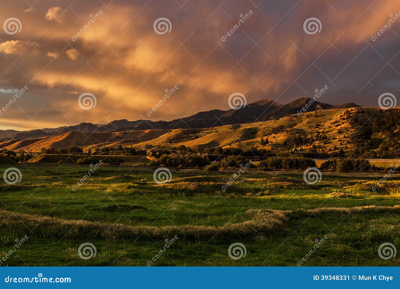 low light sunset, bozeman montana usa