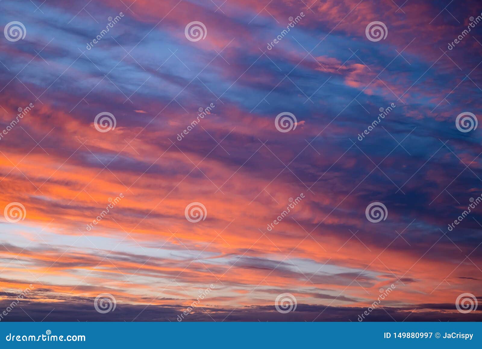 Dramatic Sunset Sky Panorama With Burning Colourful Clouds Background