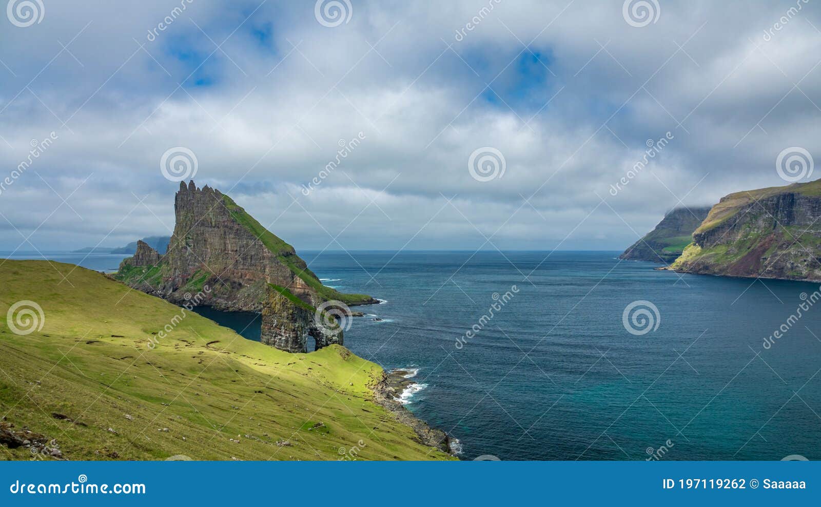 drangarnir gate in the fjord of faroe islands