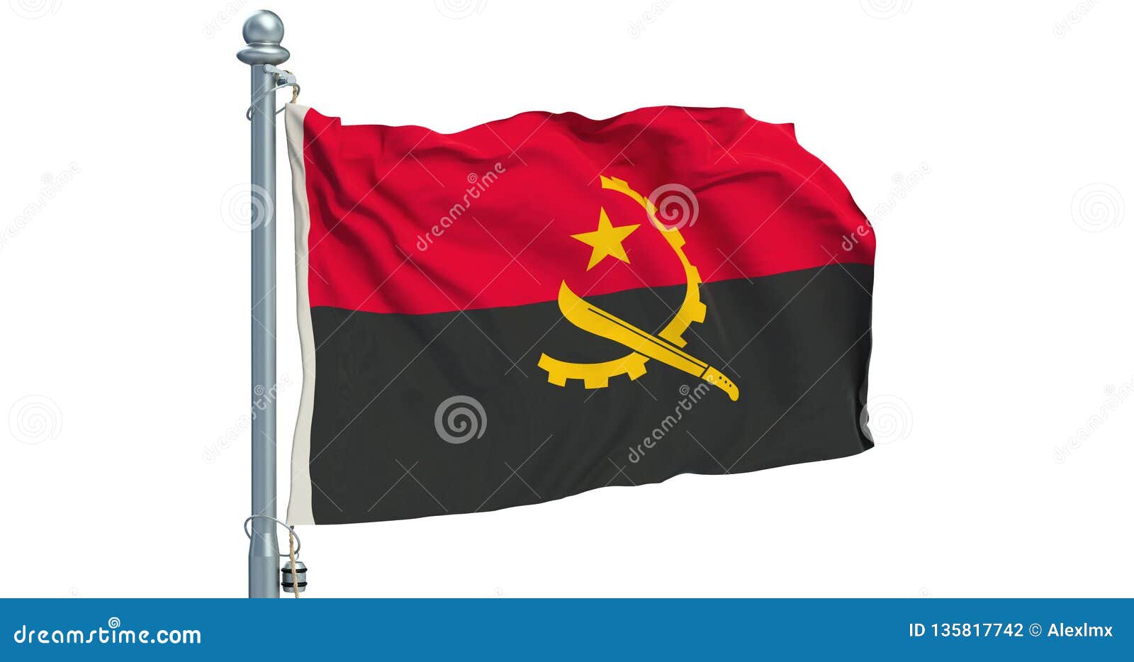 Drapeau De L'angola. Illustration Du Drapeau Angolais Ondulant.