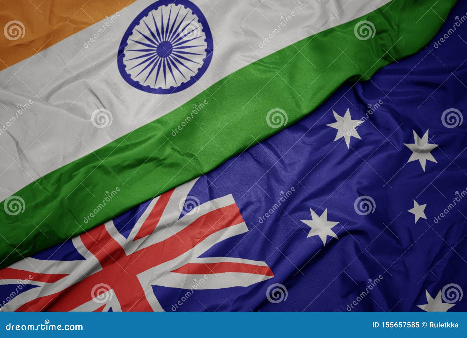 Drapeau Coloré De Ondulation De L'australie Et Drapeau National De