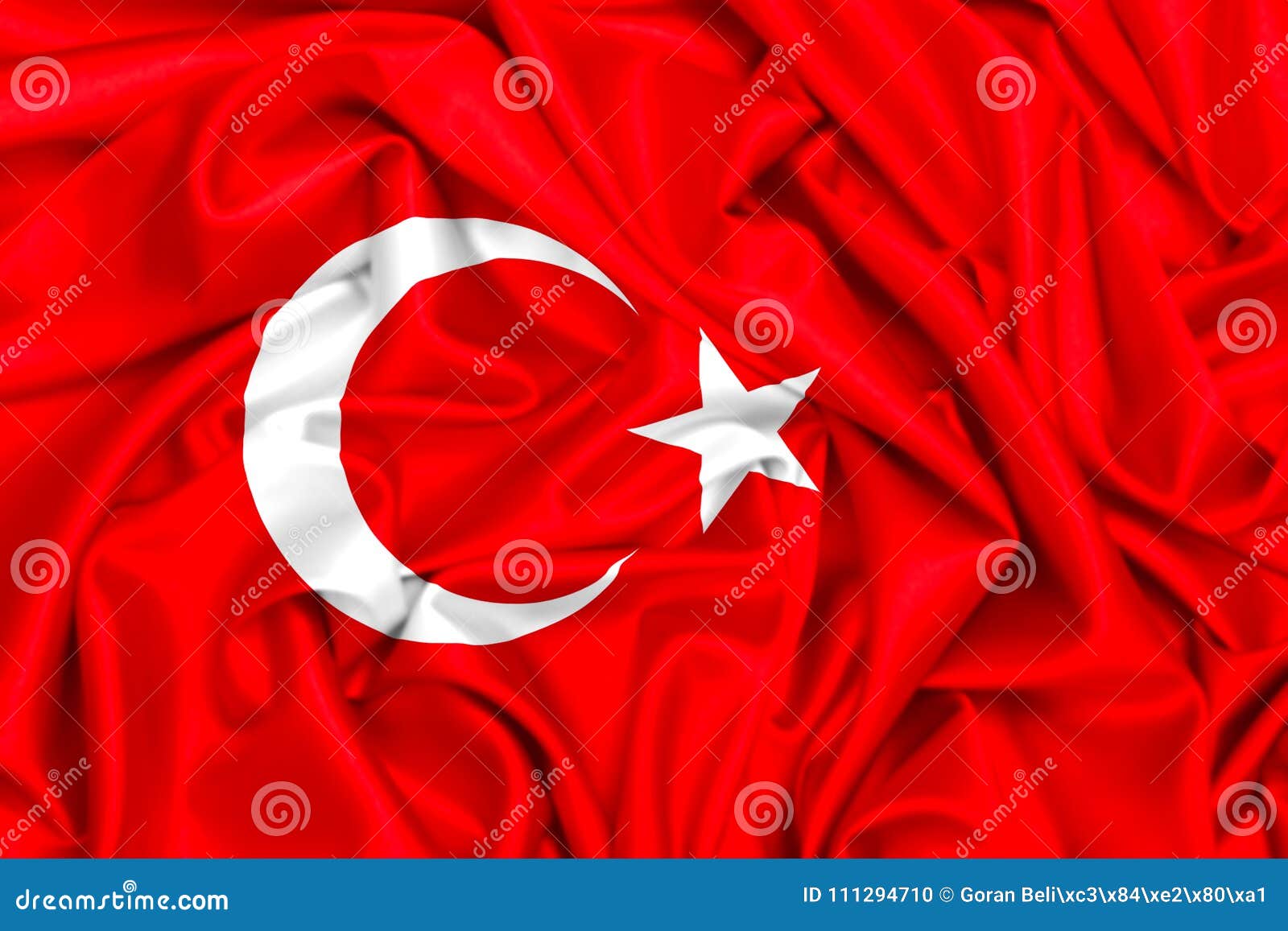 Drapeau 3d de la Turquie ondulant dans le vent, fond de texture de tissu en soie