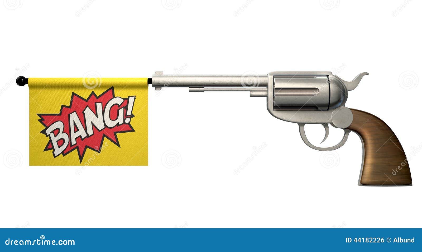 Pistolet avec drapeau bang