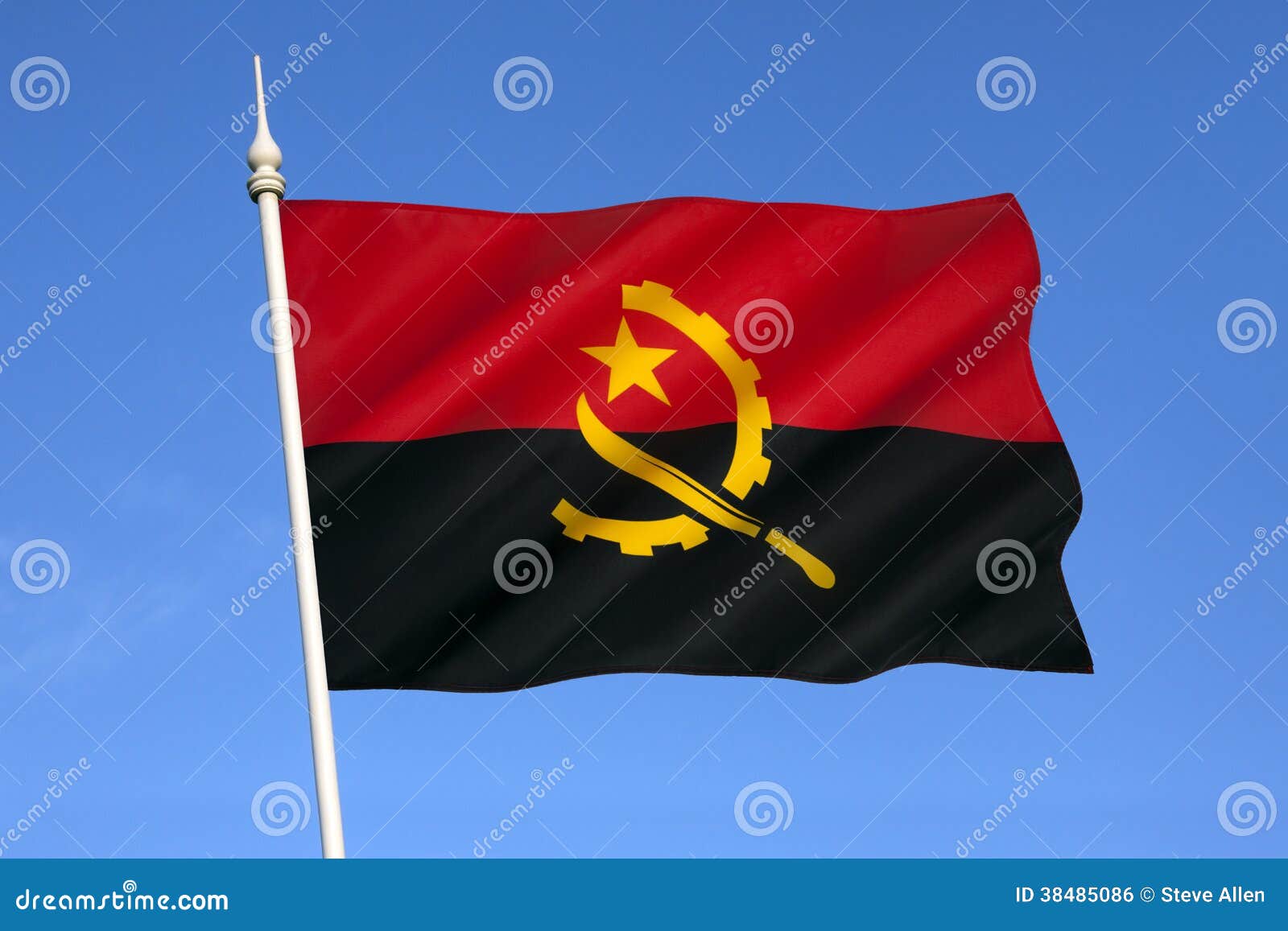 Drapeau De L'Angola - L'Afrique Photo stock - Image du angola, couleurs:  38485086