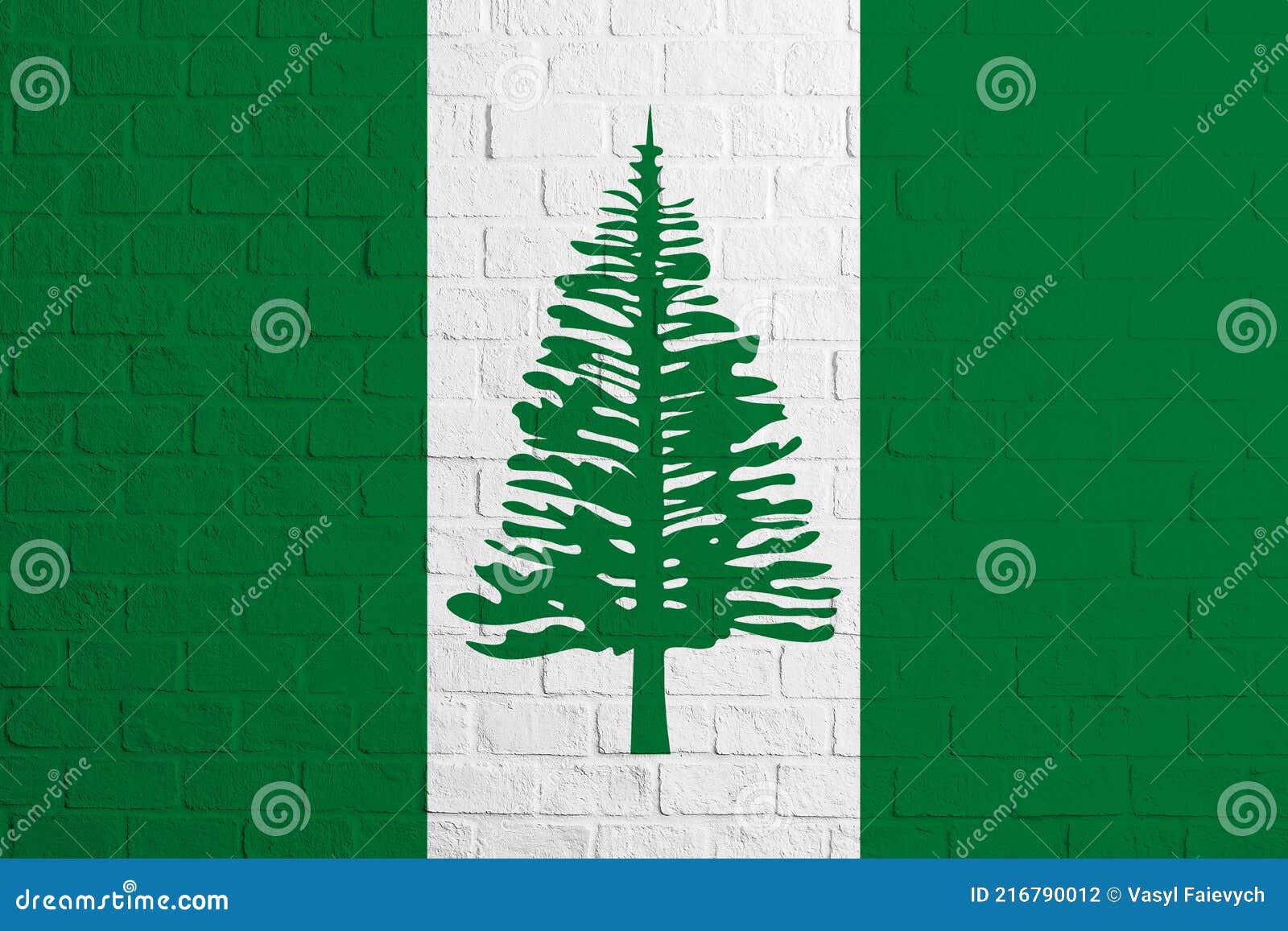 Drapeau De Norfolk. Texture Murale En Brique Du Drapeau De Norfolk