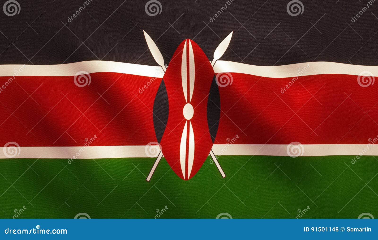 Drapeau du Kenya avec la texture de tissu