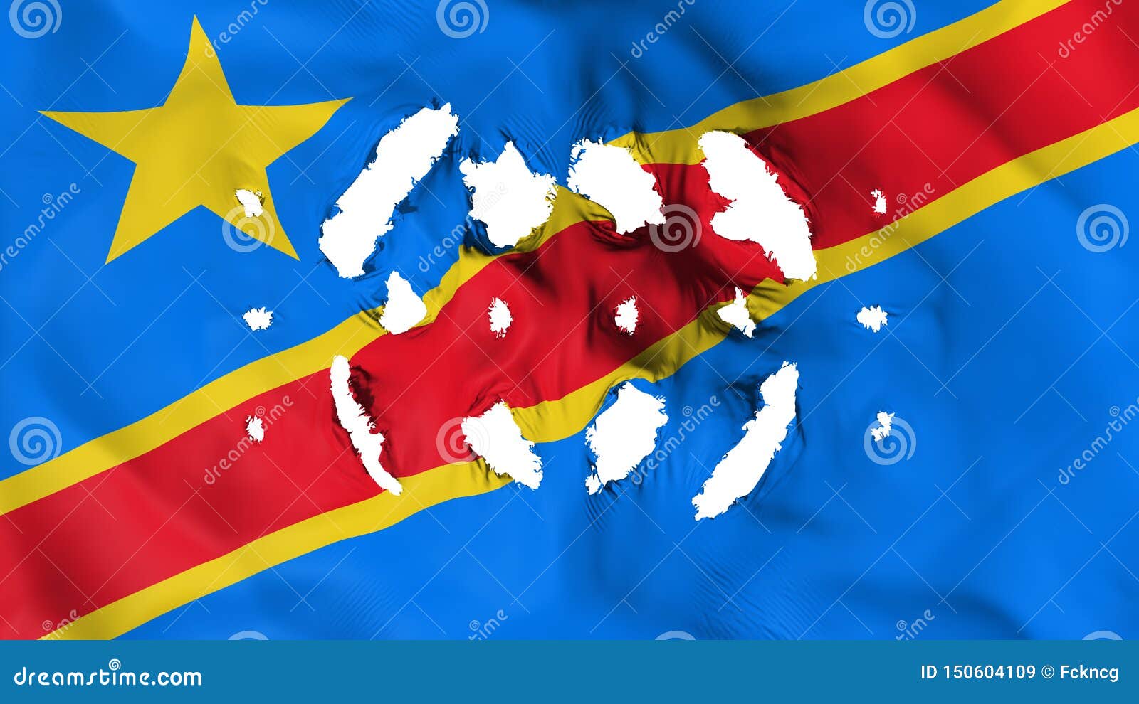 Drapeau Du République Démocratique Du Congo Kinshasa Avec Petits Trous  Illustration Stock - Illustration du battu, république: 150604109